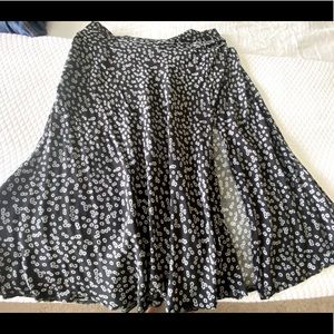 Black Floral Skirt with front Slit